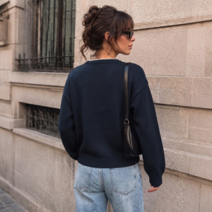 Herfst Winter Binnenkleding Lange Mouwen Losse Ronde Hals Jacquard Zwanenpatroon Trui voor Vrouwen