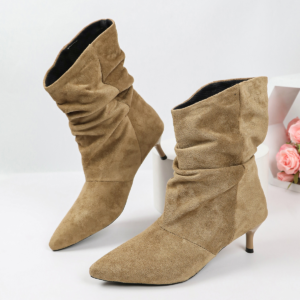 Herfst en winter Nieuwe Stiletto geplooide dameslaarzen