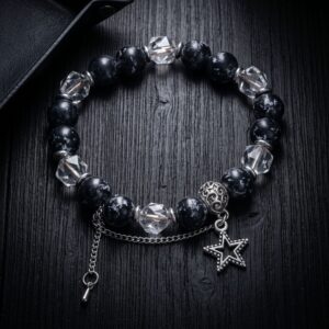 Ink Pattern Crystal Men Bracelet, Hip Hop Niche Light Luxury High-End Bangle For Women, Unique Fashion Commuter Versatile Wrist Jewelry