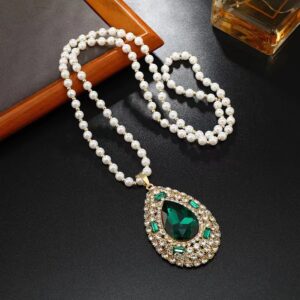 Korean Style Versatile Fashion Flower Sweater Chain Autumn And Winter Accessories Long Necklace Women's High-End Cat's Eye Pendant Camellia