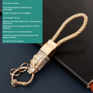 Leather-woven Classic Dragon-head Keychain For Men And Women