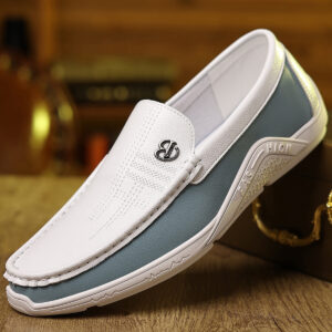 Men's Color-Blocked Loafers, Slip-On Casual Leather Shoes, Breathable And Lightweight Lazy Shoes For Men, Cross-Border Wholesale