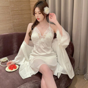 Springsummer Ice-silk Camisole Nightdress For Women