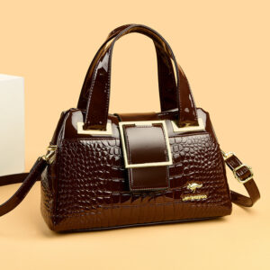 Versatile Soft Leather Crocodile-pattern Crossbody Tote Bag For Women