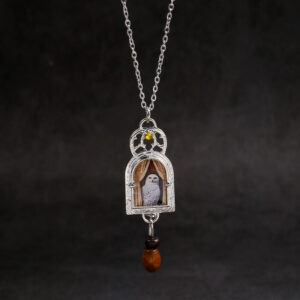 Vintage Owl Cage Pendant Necklace Silver Tone Copper Women Gothic Boho Fashion Jewelry Statement Artistic